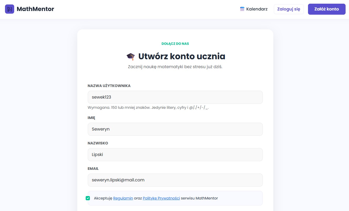 Formularz rejestracji
